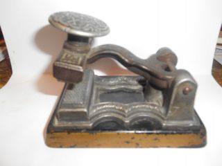 Antique Early C.  I.  Bank Office Paper - Check Perforating Tool Paperweight 1880 ' S photo