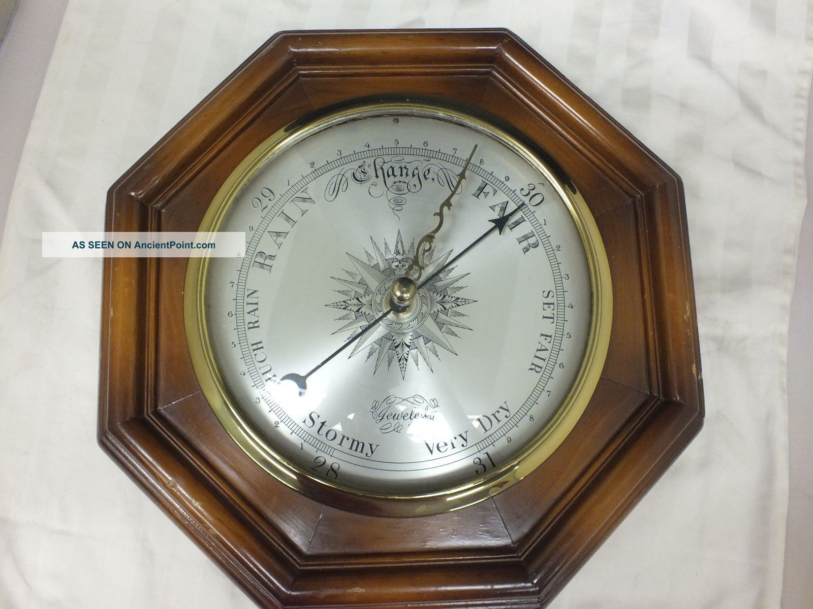Vintage P.  F.  Bollenbach Barometer Weather Wood Brass Octagon Barometers photo