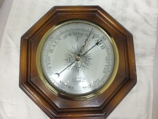 Vintage P.  F.  Bollenbach Barometer Weather Wood Brass Octagon photo