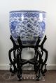 Important Huge Antique Chinese Blue,  White Porcelain Fish Bowl Planter W Dragon Vases photo 5