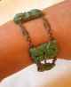 Unusual Vintage Chinese Carved Green Turquoise Bracelet Bracelets photo 1