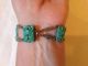 Unusual Vintage Chinese Carved Green Turquoise Bracelet Bracelets photo 2