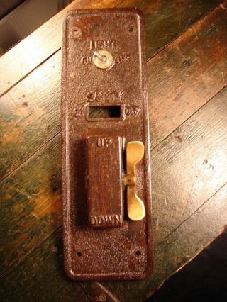Antique Industrial Service Elevator Switch Cast Iron & Brass Steampunk Huge 1948 photo