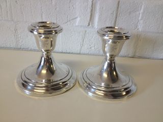 Gorham Sterling Silver Weighted Candle Stick Holders W/ F Monogram photo