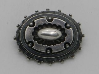 1884 - Solid Sterling Silver Victorian Hallmarked Oval Mourning Brooch - B ' Ham photo