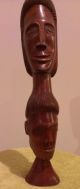 Jamaican Folk Art Wood Sculpture: Man ' S Head Fuses With Woman ' S Sculptures & Statues photo 3