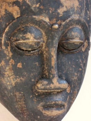Antique Carved Wood Baule Ivory Coast African Mblo Tribal Portrait Mask photo