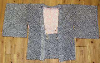 Vintage Japanese Lavender Shibori Tie Dye Silk Fabric Haori Kimono photo