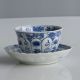 Chinese Kangxi Marked Moulded Blue & White Porcelain Cup & Saucer Floral Tulip Glasses & Cups photo 1