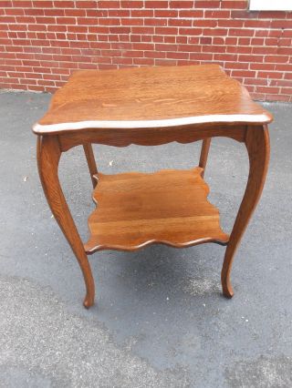 Antique Vintage Victorian Oak Quarter Sawn Stand Table photo