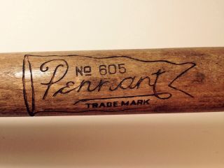 1910 Era Pennant No.  605 Wood Antique Playground Skinny Baseball Bat 30.  5 