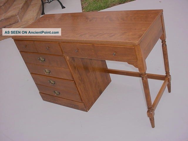 Ethan Allen Heirloom Four Drawer Dresser Desk Custom Room Plan Maple Wood Post-1950 photo