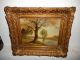 Old Oil Painting,  Landscape With A River And Trees,  Is Signed,  Great Frame Other Antique Decorative Arts photo 5