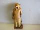 Antique Miniature Wood Carvings - Vtg German Carved Figures - Cat Ladie Carved Figures photo 1