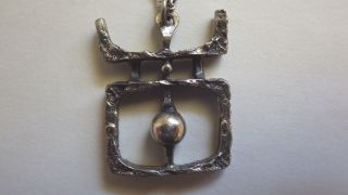 Mid Century Modernist Abstract Guy Giles Vidal Pewter Pendant & Chain photo