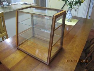 Slant Front Glass Display Case Or Showcase Jewelry Knives,  Guns,  Collectibles photo