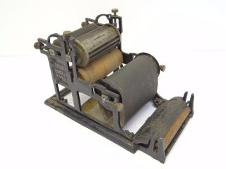 Antique 1904 Black Metal Iron Automatic Rotary Printer Printing Press Machine photo