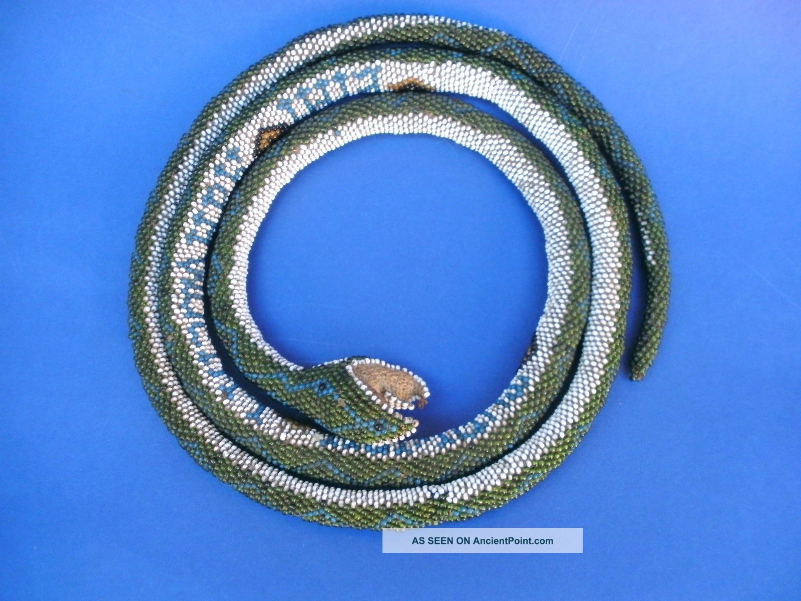 Antique Turkish / Ottoman Ww1 Prisoner Of War Glass Bead Work Snake Other Ethnographic Antiques photo
