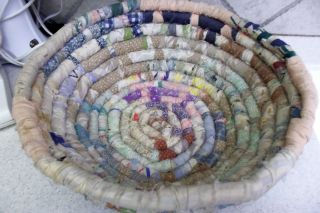 Folk Art Cloth Basket Bowl 14 