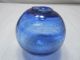 Vintage Glass Fishing Float Striking Cobalt Blue Swirls 3.  5 