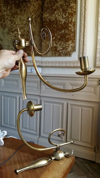 Vintage French Brass Wall Lights Chandelier,  Not Bronze photo