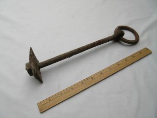 Vintage Old Industrial Cast (forged ?) Metal / Iron Wall Animal Tether Ring photo