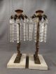 (2) Antique 19thc Figural Bronze Dolphin Nautical Koi Fish Girandole Candlestick Metalware photo 7