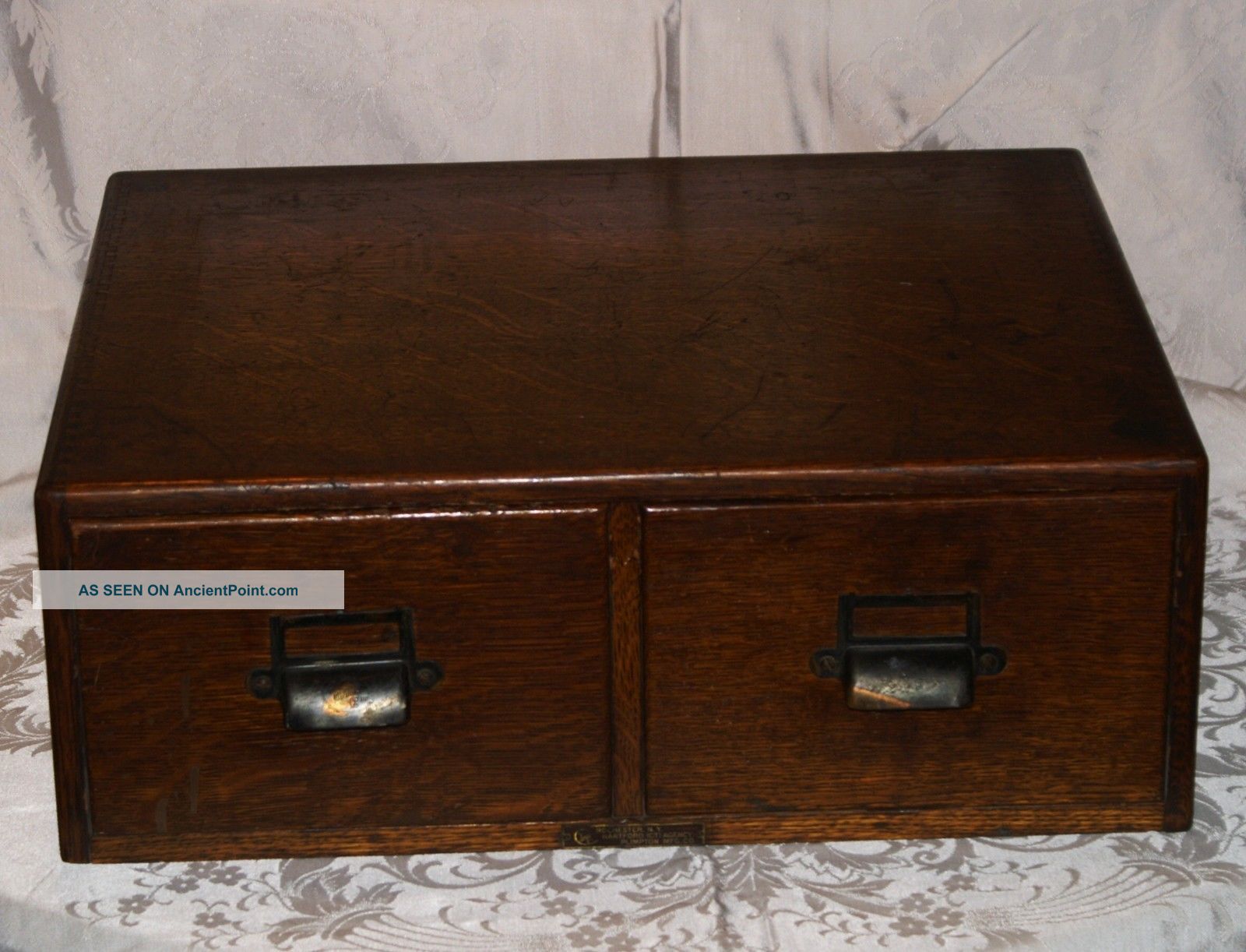 Antique Oak Corner Dovetail 2 Drawer File Cabinet Yawman & Eber Mission Era 1900-1950 photo