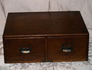 Antique Oak Corner Dovetail 2 Drawer File Cabinet Yawman & Eber Mission Era photo