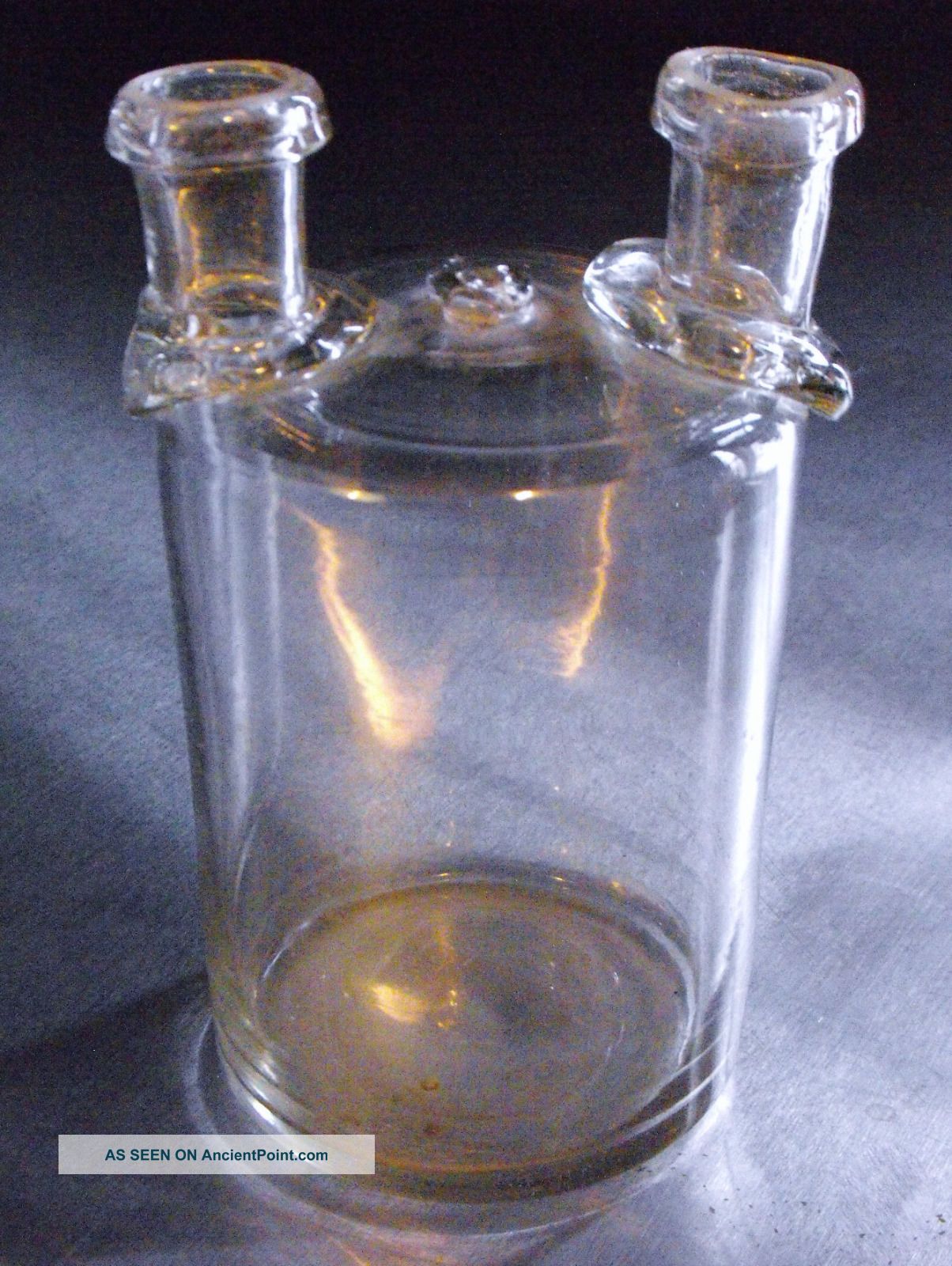 Antique/old Apothecary Pharmacy Medical Clear Glass Bottle With Double/two Necks Bottles & Jars photo