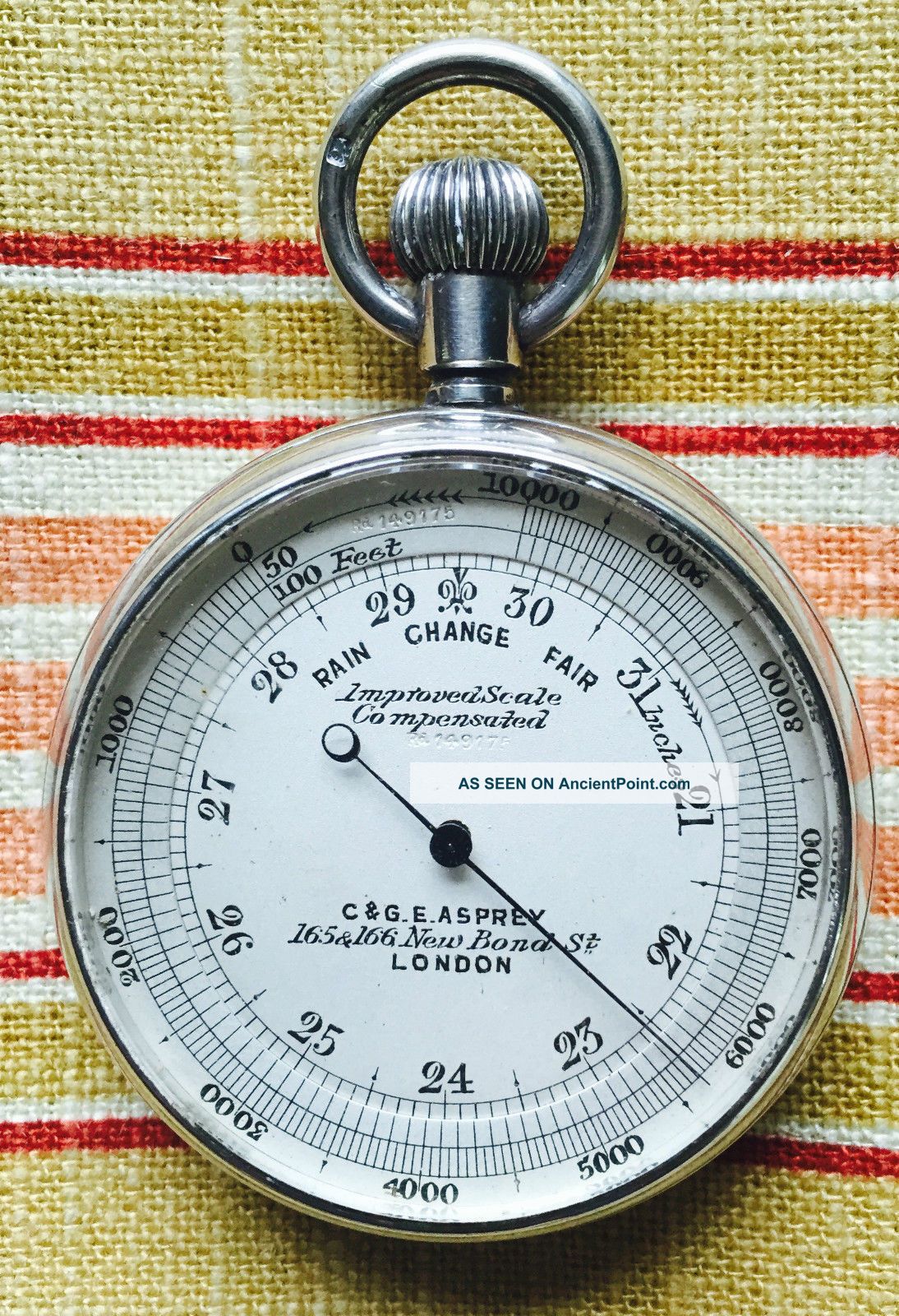 Victorian / Edwardian Silver Asprey Barker Pocket Barometer Altimeter 1902 Barometers photo