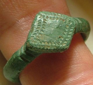 Rare Ancient Roman Archers Ring Wreath Chevrons Artifact Size 7.  5 Us photo