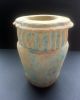 Vintage Egyptian Glazed Composition Jar With Ribbed Bands To The Neck And Foot Egyptian photo 1
