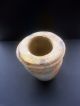 Vintage Egyptian Glazed Composition Jar With Ribbed Bands To The Neck And Foot Egyptian photo 2
