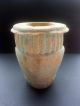 Vintage Egyptian Glazed Composition Jar With Ribbed Bands To The Neck And Foot Egyptian photo 3