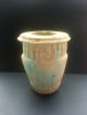 Vintage Egyptian Glazed Composition Jar With Ribbed Bands To The Neck And Foot Egyptian photo 4