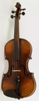 Old Violin Labeled Scarampella 1910 Geige Violon Violino Violine Viola String photo 1