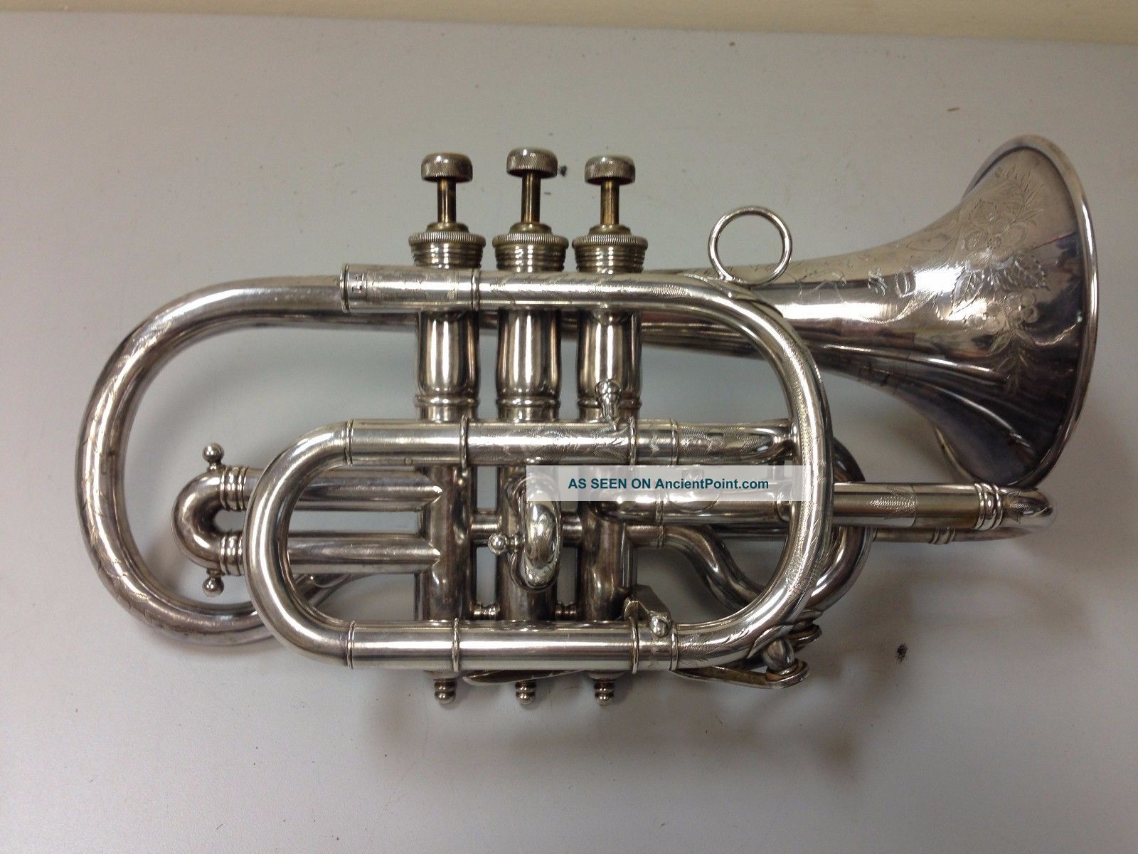 Wurlitzer Symphony Engraved Silver Cornet Brass photo