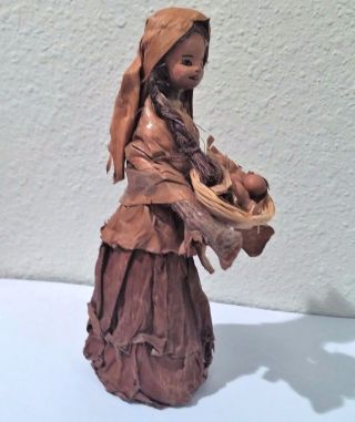 Primitive 1800 ' S Handmade Corn Husk Doll Figurine Statue Hand Made Girl Woman photo
