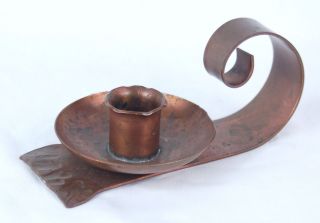 Vintage Arts And Crafts Copper Hand Wrought Candle Holder By Erhard Glander photo