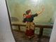 Very Old Oil Painting,  { Mother With Her Baby Waving,  Is Signed,  And Antique }. Other Antique Decorative Arts photo 1