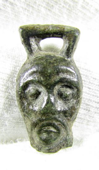 Very Rare Viking Era Sceumorphic Amulet - Head Of God? - Wearable - Ab80 photo