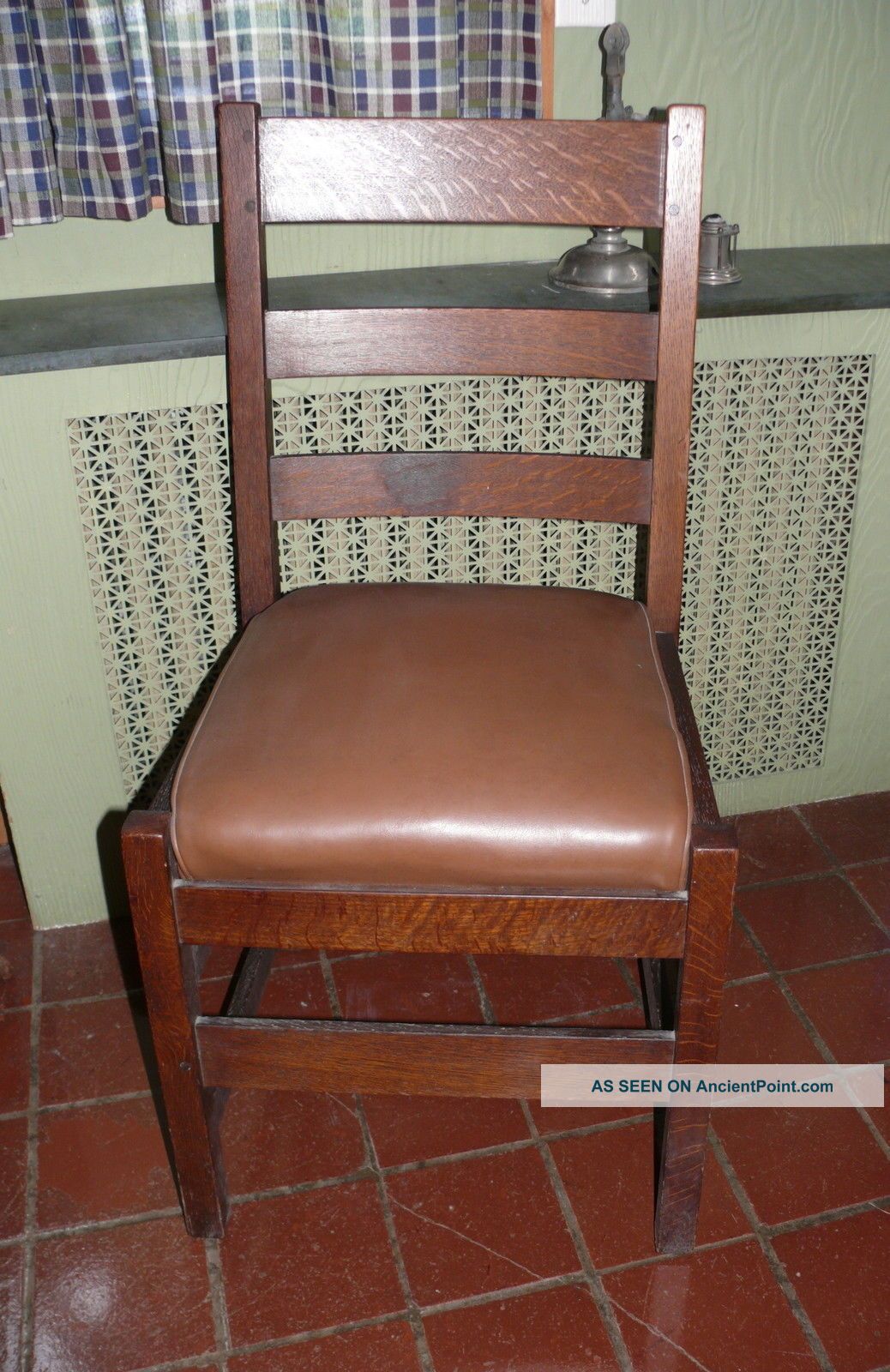 Signed Antique L& Jg Stickley Mission Oak Side Chair,  Label 1900-1950 photo