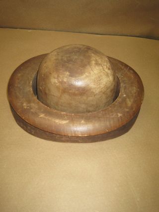Antique/ Vintage Wood Hat Block Two - Part Block Form Mold,  Millinery 