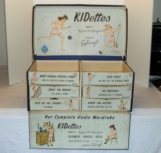 Vtg 1940s Girls ' Underwear Store Display Kidettes Wardrobe Retail Advertising photo