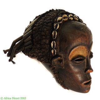 Chokwe Mask Mwana Pwo With Headdress Congo Africa photo
