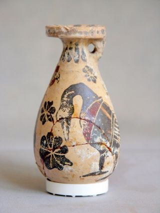 Archaic Greek Corinthian Pottery Alabastron C.  600 Bce/rooster & Goose/polychrome photo