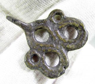 Rare Viking Bronze Open Work Serpent Pendant / Amulet - Wearable Artifact - Mn39 photo