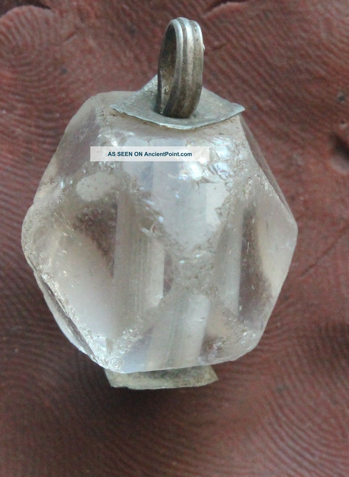 L6 Ancient Roman Pendant Of Montain Transparent Crystal Silver Facing Roman photo