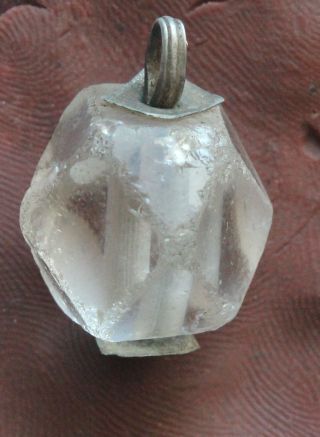 L6 Ancient Roman Pendant Of Montain Transparent Crystal Silver Facing photo